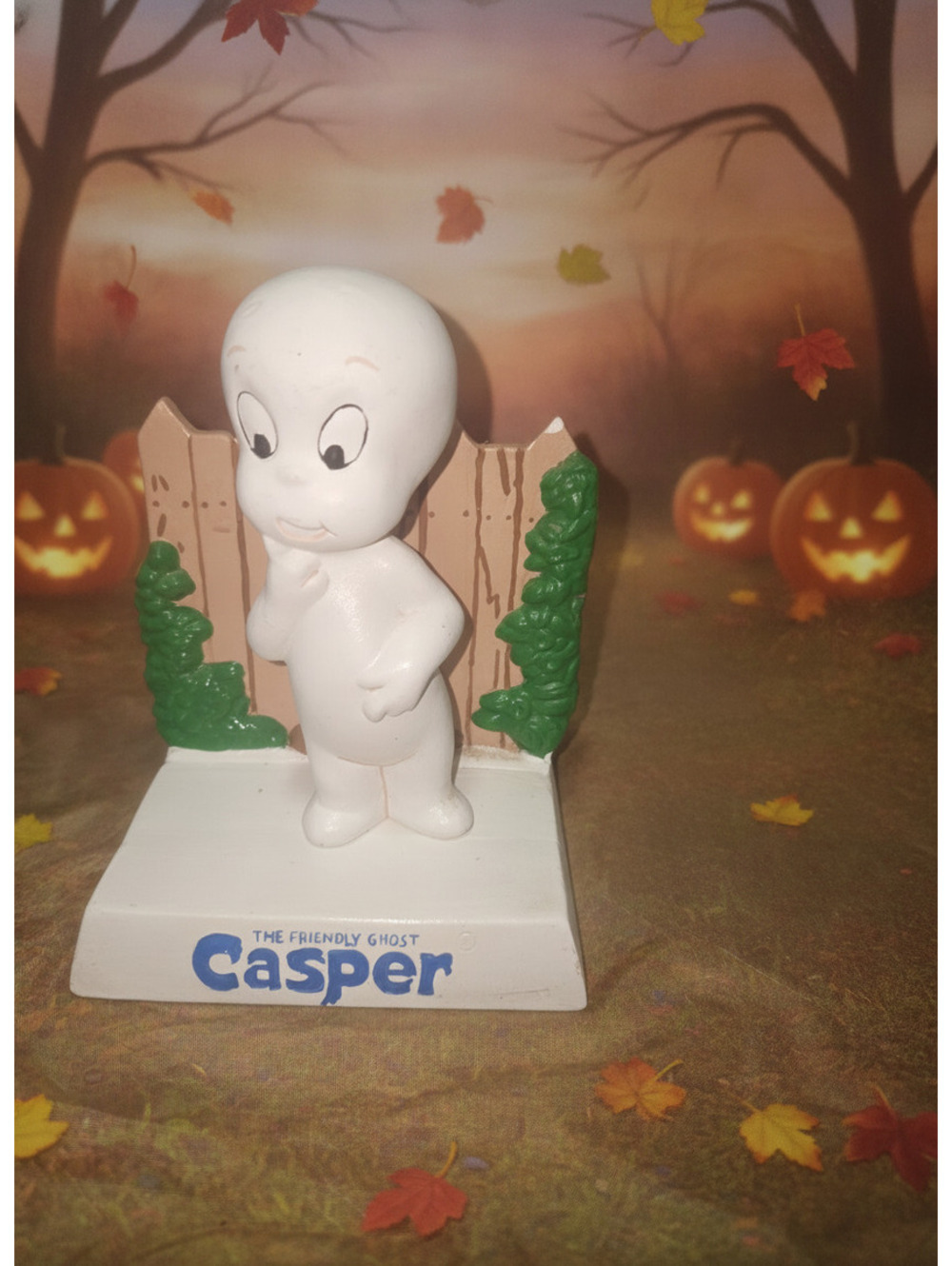 Vintage Casper The Friendly Ghost Figurine with Fence Base